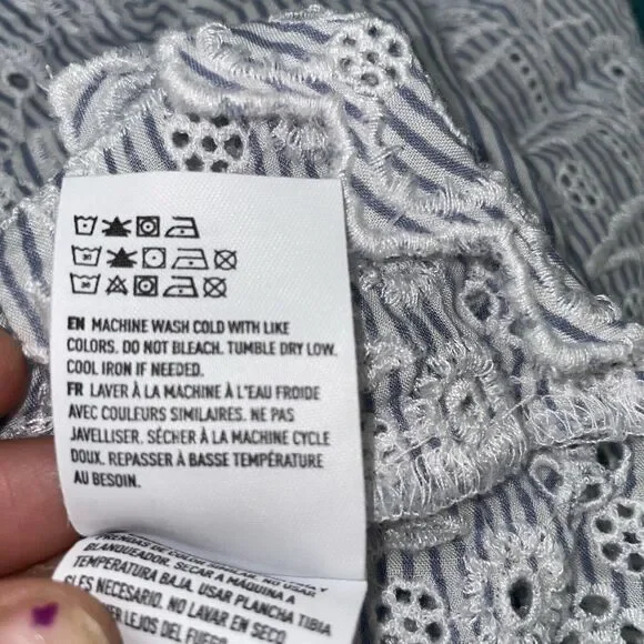 American Eagle Womens Large Asymmetrical One-Shoulder Top Eyelet Cottagecore - Picture 5 of 8